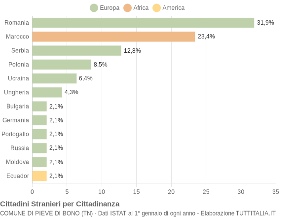 Grafico cittadinanza stranieri - Pieve di Bono 2015