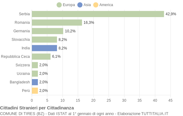 Grafico cittadinanza stranieri - Tires 2010