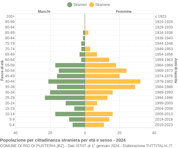 Grafico cittadini stranieri - Rio di Pusteria 2024