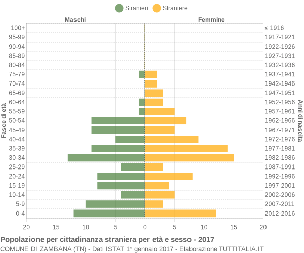 Grafico cittadini stranieri - Zambana 2017