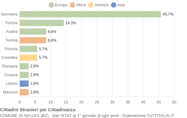 Grafico cittadinanza stranieri - Nalles 2004