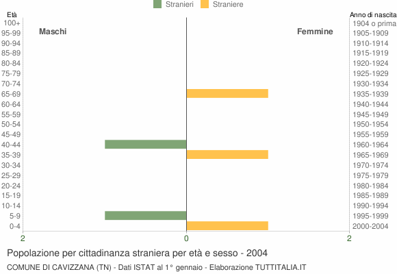 Grafico cittadini stranieri - Cavizzana 2004