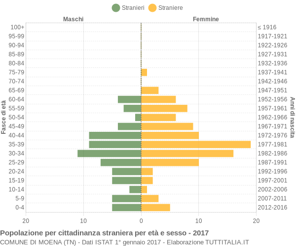 Grafico cittadini stranieri - Moena 2017