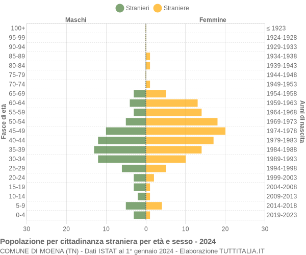 Grafico cittadini stranieri - Moena 2024