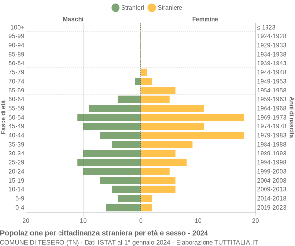 Grafico cittadini stranieri - Tesero 2024