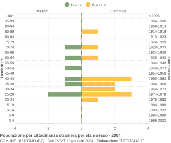 Grafico cittadini stranieri - Ultimo 2004