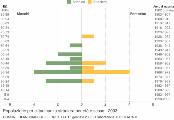 Grafico cittadini stranieri - Andriano 2003