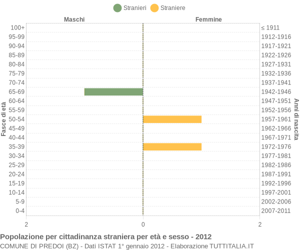 Grafico cittadini stranieri - Predoi 2012