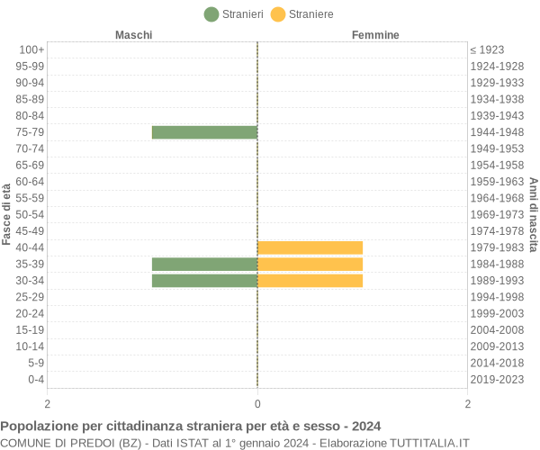 Grafico cittadini stranieri - Predoi 2024