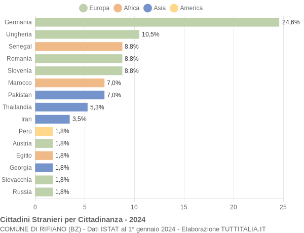 Grafico cittadinanza stranieri - Rifiano 2024