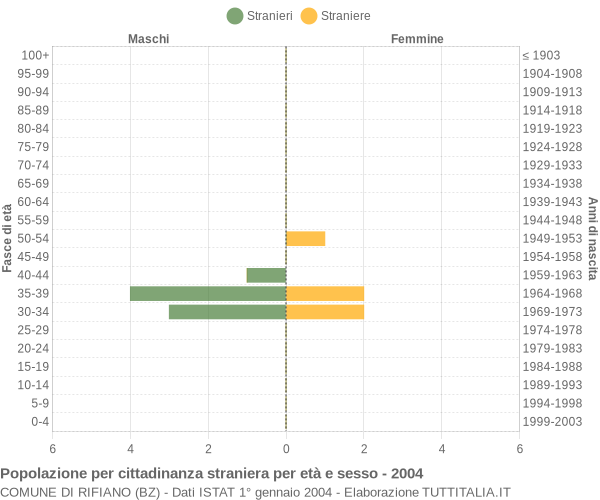 Grafico cittadini stranieri - Rifiano 2004