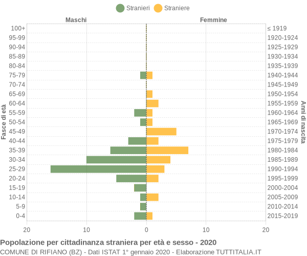 Grafico cittadini stranieri - Rifiano 2020