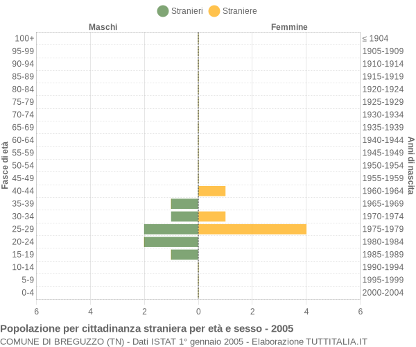 Grafico cittadini stranieri - Breguzzo 2005