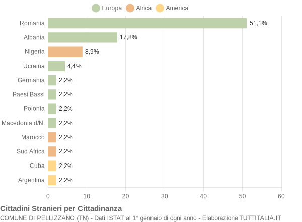 Grafico cittadinanza stranieri - Pellizzano 2018