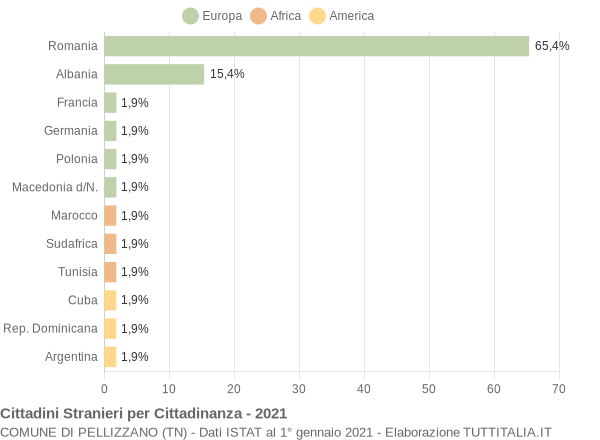 Grafico cittadinanza stranieri - Pellizzano 2021