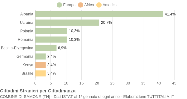 Grafico cittadinanza stranieri - Samone 2007