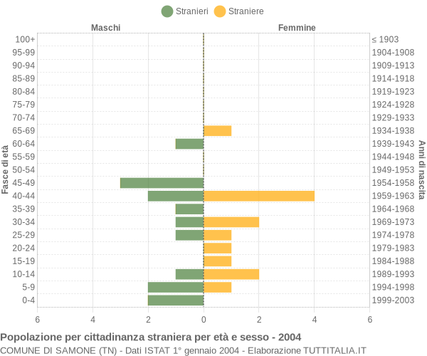 Grafico cittadini stranieri - Samone 2004