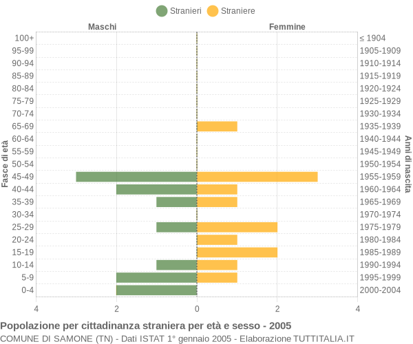 Grafico cittadini stranieri - Samone 2005