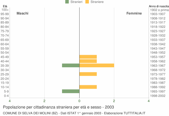 Grafico cittadini stranieri - Selva dei Molini 2003
