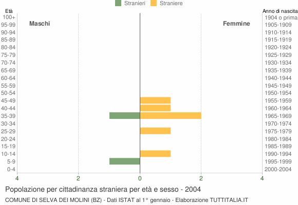 Grafico cittadini stranieri - Selva dei Molini 2004