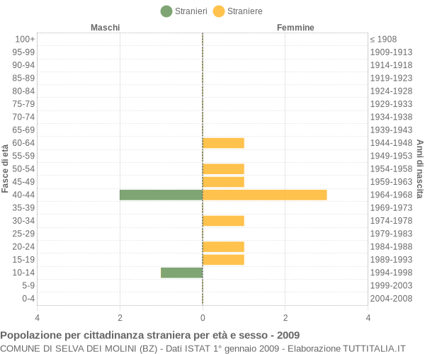 Grafico cittadini stranieri - Selva dei Molini 2009