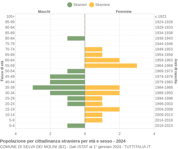 Grafico cittadini stranieri - Selva dei Molini 2024