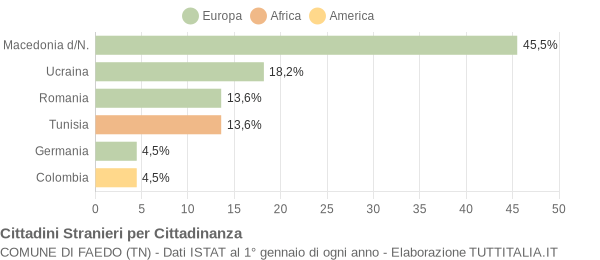 Grafico cittadinanza stranieri - Faedo 2006