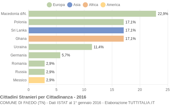 Grafico cittadinanza stranieri - Faedo 2016