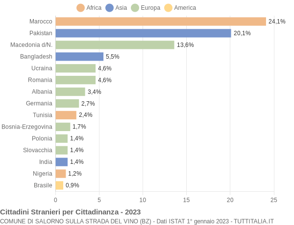 Grafico cittadinanza stranieri - Salorno sulla strada del vino 2023