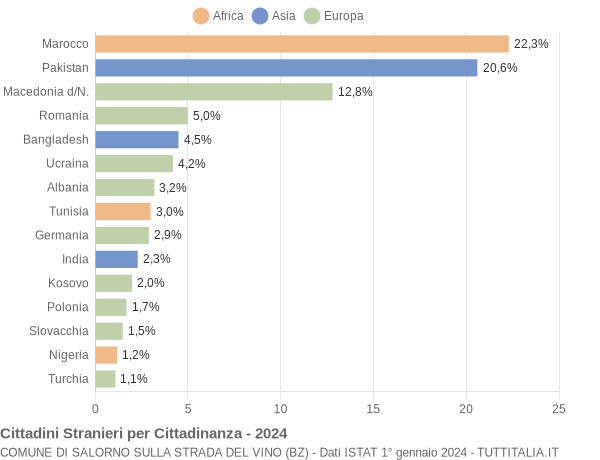 Grafico cittadinanza stranieri - Salorno sulla strada del vino 2024