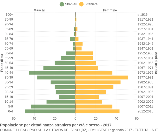 Grafico cittadini stranieri - Salorno sulla strada del vino 2017