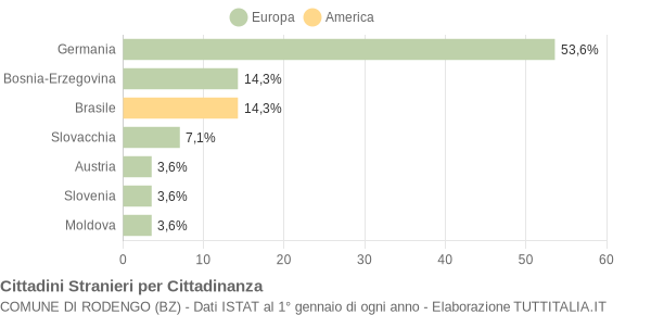 Grafico cittadinanza stranieri - Rodengo 2009