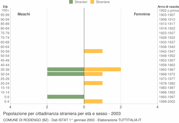 Grafico cittadini stranieri - Rodengo 2003