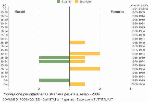 Grafico cittadini stranieri - Rodengo 2004
