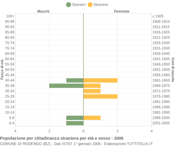 Grafico cittadini stranieri - Rodengo 2006