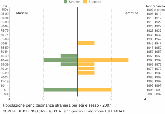 Grafico cittadini stranieri - Rodengo 2007
