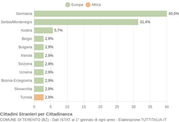 Grafico cittadinanza stranieri - Terento 2006