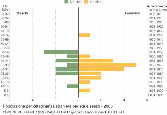 Grafico cittadini stranieri - Terento 2005