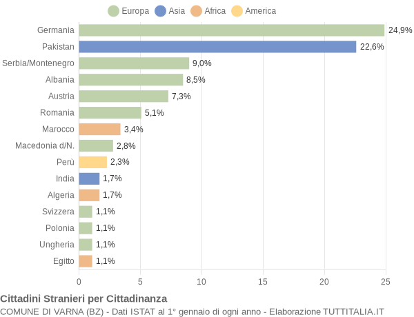 Grafico cittadinanza stranieri - Varna 2005