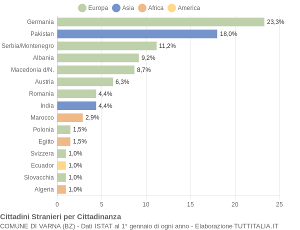 Grafico cittadinanza stranieri - Varna 2006