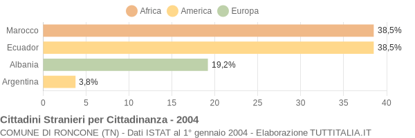 Grafico cittadinanza stranieri - Roncone 2004