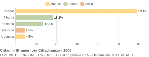 Grafico cittadinanza stranieri - Roncone 2005