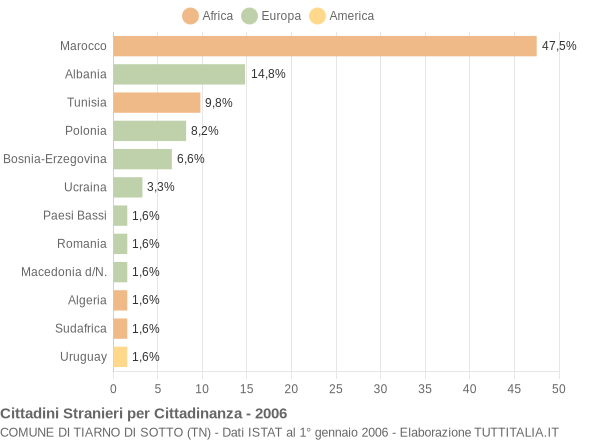 Grafico cittadinanza stranieri - Tiarno di Sotto 2006