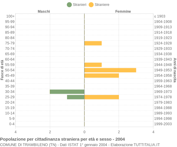 Grafico cittadini stranieri - Trambileno 2004