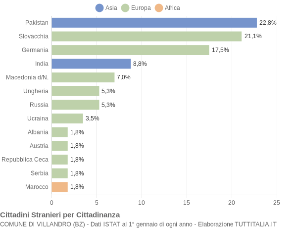 Grafico cittadinanza stranieri - Villandro 2009
