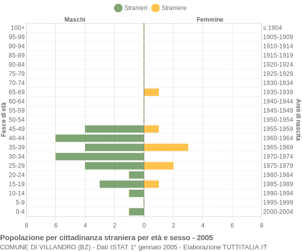 Grafico cittadini stranieri - Villandro 2005