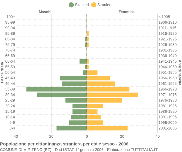 Grafico cittadini stranieri - Vipiteno 2006