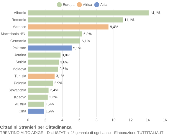 Grafico cittadinanza stranieri - 2010