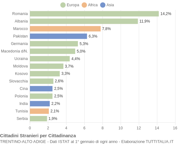 Grafico cittadinanza stranieri - 2017