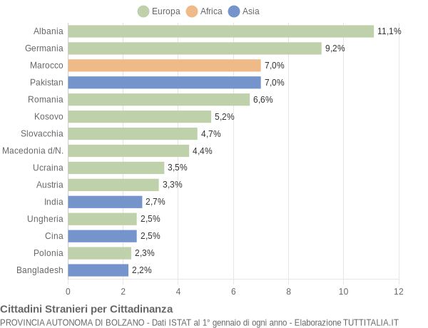 Grafico cittadinanza stranieri - 2018